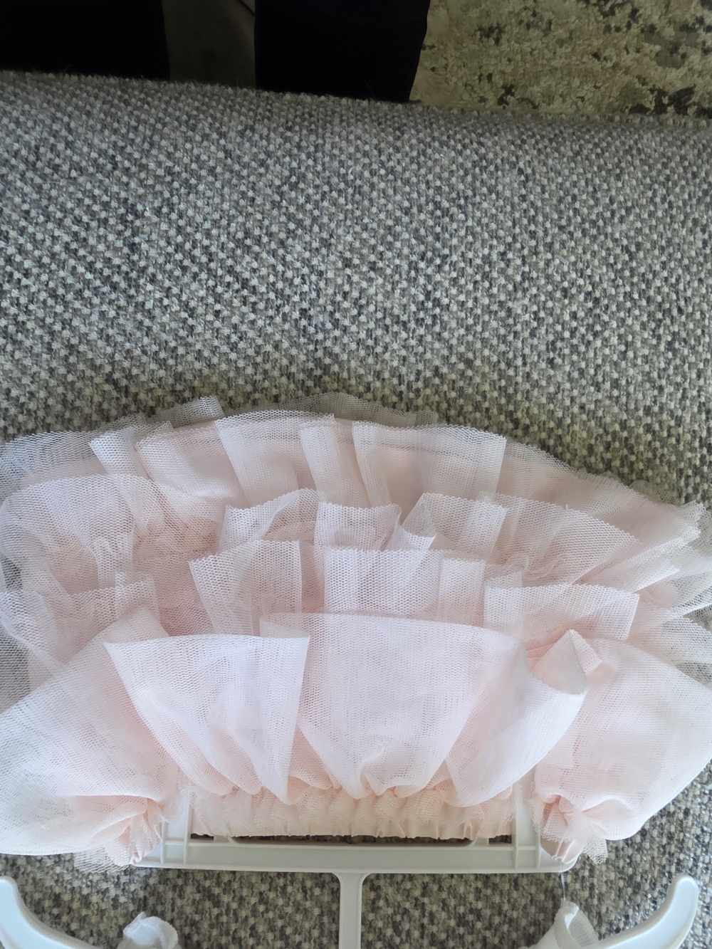 Baby Girls White Onesie with Pink Tulle Ruffle and Pastel Bunny Print - Picture 4 of 4